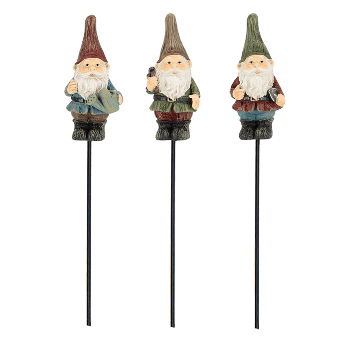 Flowerpot Garden Gnomes on Sticks (Set of 3)
