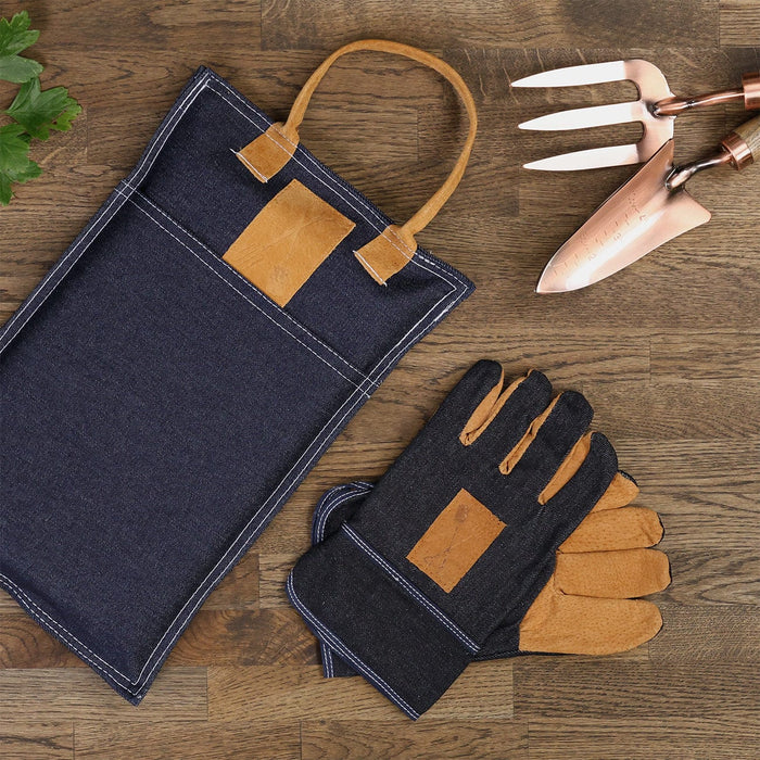 Garden Kneeler & Gloves Bundle - Denim