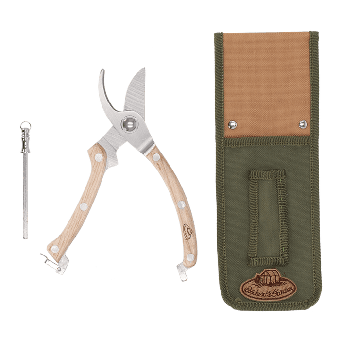 Garden Pruner with Pouch and Sharpening Rod