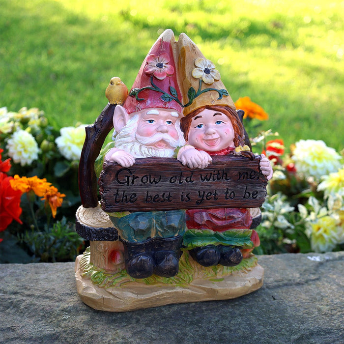 A Bit Quackers Garden Decor - "Grow old with me" Garden Gnome Couple