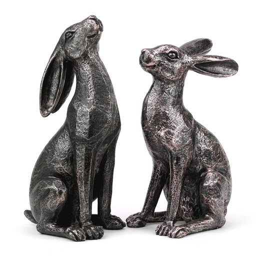 A Bit Quackers Garden Decor - Set of Two Bronze Hare Ornaments