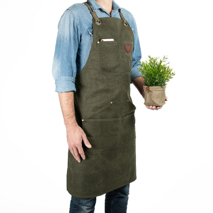 Alaskan MAKER Gardening Aprons & Tool Belts - Canvas Garden Apron - Olive Green