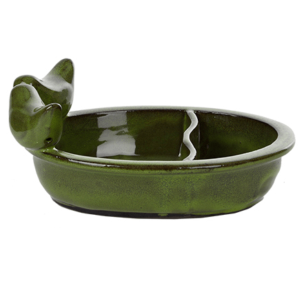 Best for Birds Bird Baths & Feeders - Green Decorative Ceramic Garden Bird Bath & Feeder