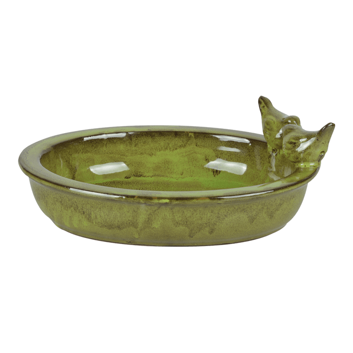 Best for Birds Bird Baths & Feeders - Green Decorative Ceramic Oval Garden Bird Bath