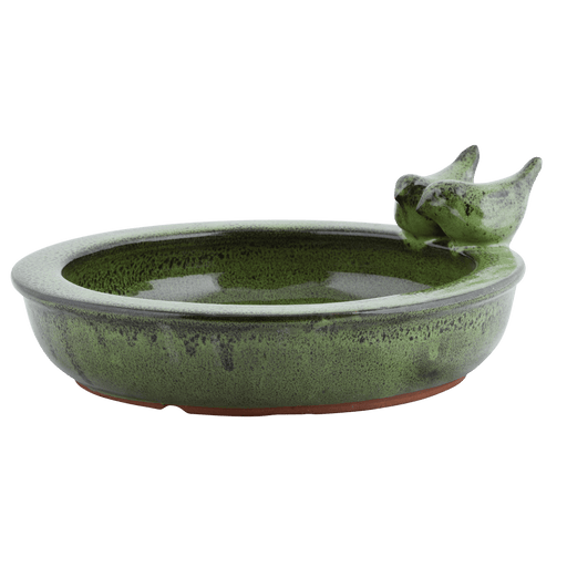 Best for Birds Bird Baths & Feeders - Green Decorative Ceramic Round Garden Bird Bath