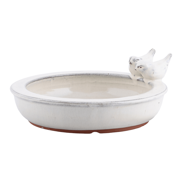 Best for Birds Bird Baths & Feeders - White Decorative Ceramic Round Garden Bird Bath