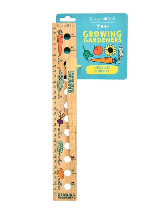 Burgon & Ball Garden Essentials - Children's Planting Ruler and Dibber Set - RHS Growing Gardeners