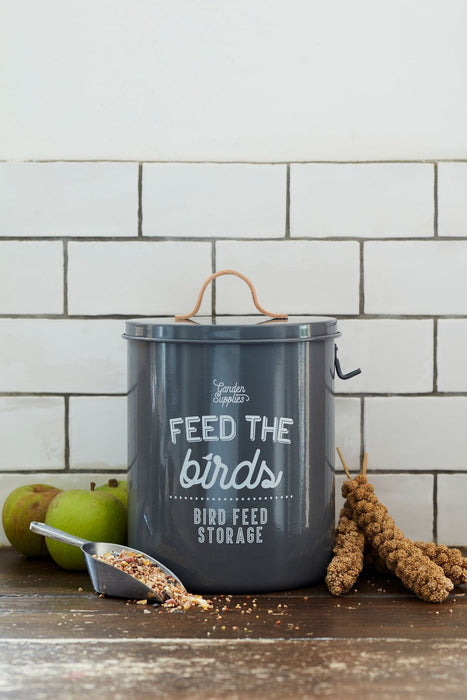 Burgon & Ball Garden Storage & Organisation - Feed the Birds' Bird Food Tin - Charcoal