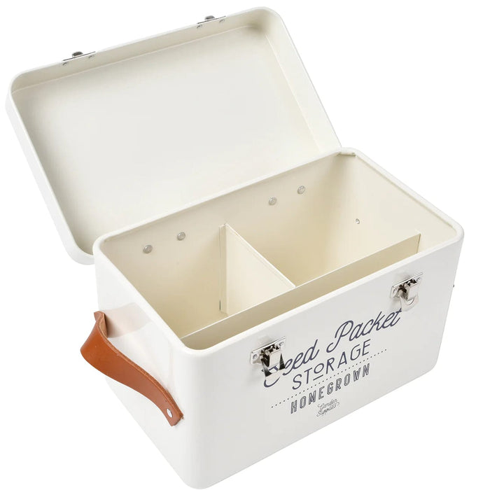 Burgon & Ball Garden Storage & Organisation - Leather Handled Seed Packets Storage Tin - Stone