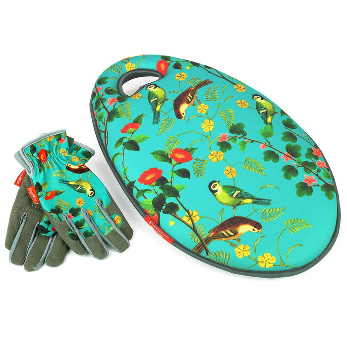 Burgon & Ball Garden Tool Gift Sets - Garden Kneeler & Gloves Bundle - Flora & Fauna