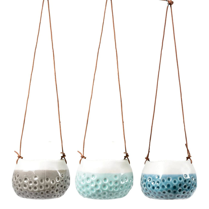 Burgon & Ball Indoor Plant Pots - Trio of 'Baby Dotty' Hanging Pots - Gift Boxed