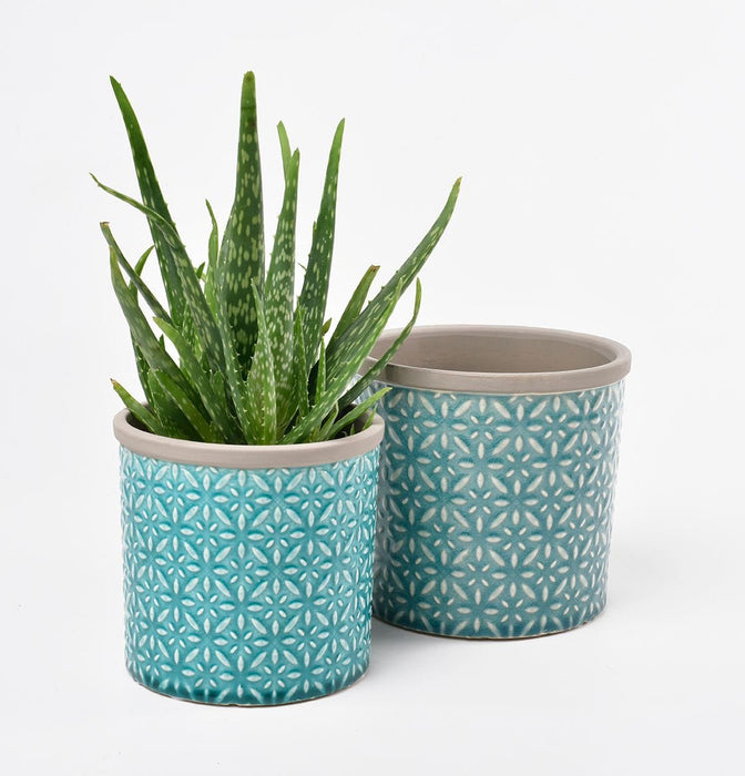 Burgon & Ball Indoor Plant Pots - Tuscany Blue Glazed Pot - Large