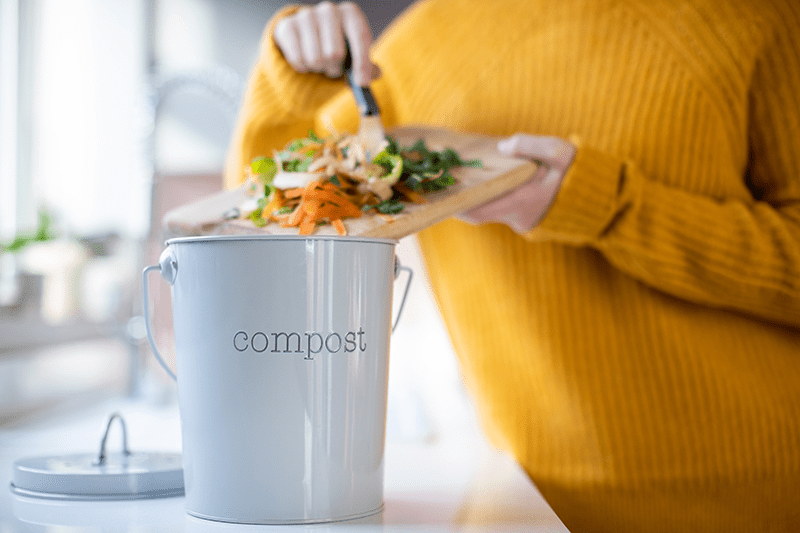 Indoor composting bin, kitchen scraps