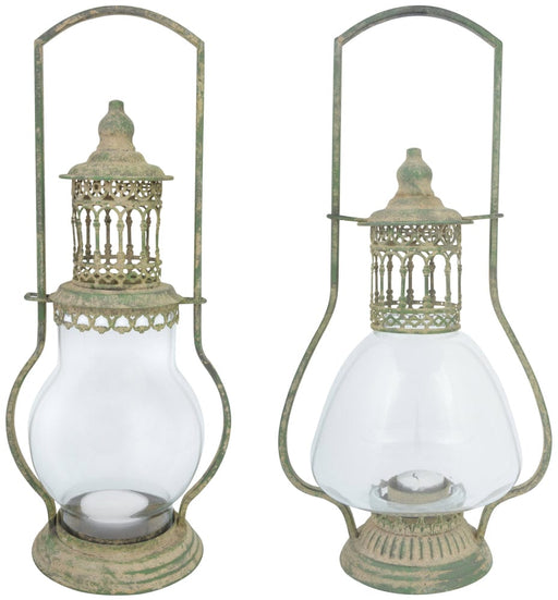 Esschert Design Decor - Aged Metal Green Tealight Lanterns