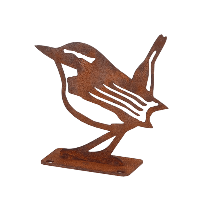 Esschert Design Garden Decor - Rusty Metal Bird Silhouette - Eurasian Wren