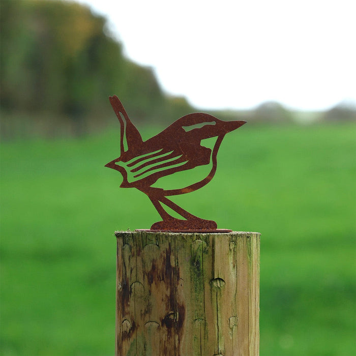 Esschert Design Garden Decor - Rusty Metal Bird Silhouette - Eurasian Wren