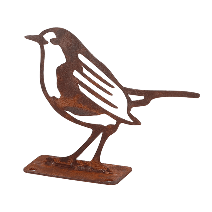 Esschert Design Garden Decor - Rusty Metal Bird Silhouette - European Robin