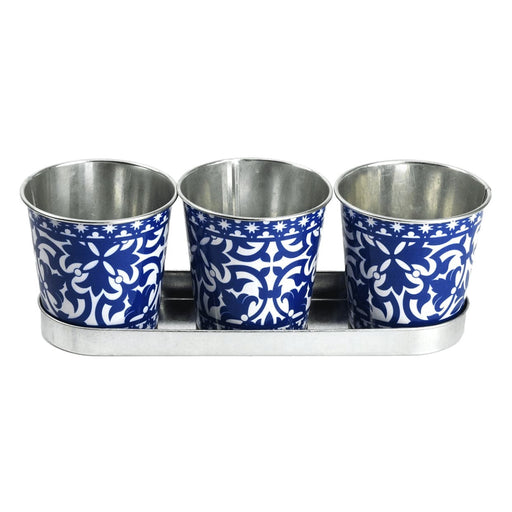 Esschert Design Pots & Planters - Portuguese Flower Pots on Tray (Zinc)