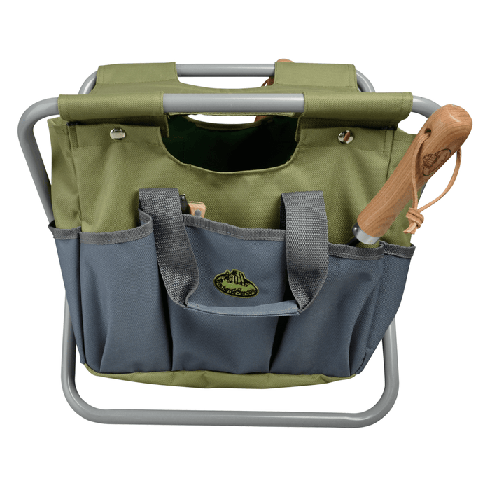 Esschert's Garden Garden Bags - Clever Garden Tool Stool - 2-in-1 Stool & Tool Bag - Grey