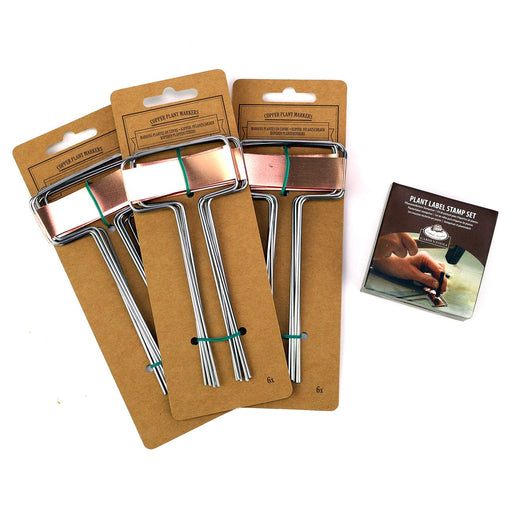 Esschert's Garden Garden Essentials - Copper Plant Labels & Stamp Set Bundle