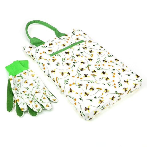 Esschert's Garden Garden Tool Gift Sets - Garden Kneeler & Gloves Bundle - Bee