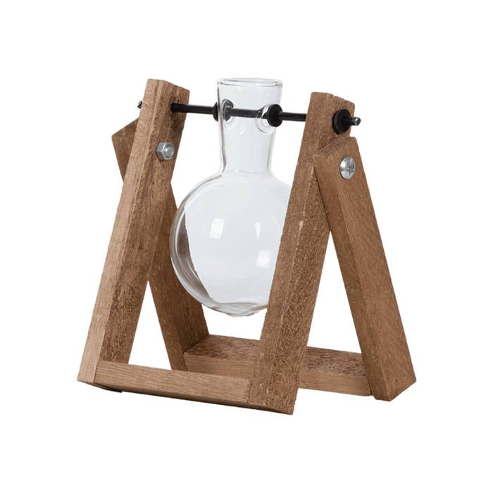 Esschert's Garden Indoor Decor - Wooden Cutting Stand with Glass Vase