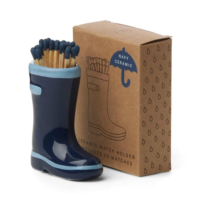 Gentlemen's Hardware Indoor Decor - Blue Wellington Boot Matchstick Holder