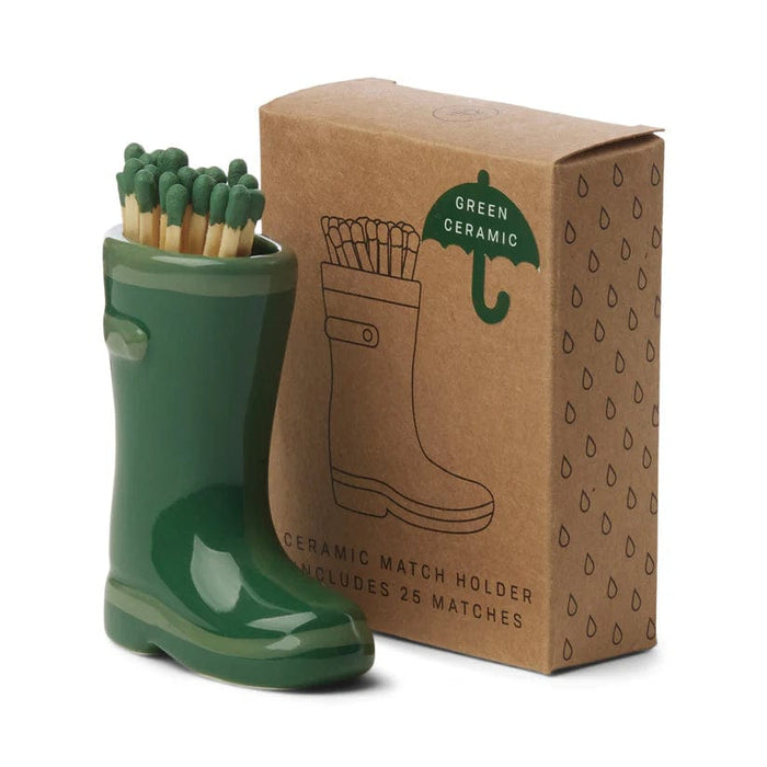 Gentlemen's Hardware Indoor Decor - Green Wellington Boot Matchstick Holder