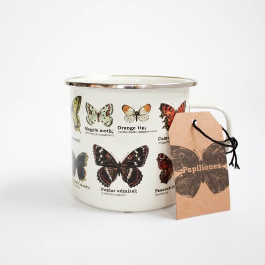 Gift Republic Enamel Mugs - Butterflies Illustrated Enamel Mug