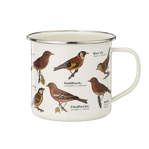 Gift Republic Enamel Mugs - Garden Birds Illustrated Enamel Mug