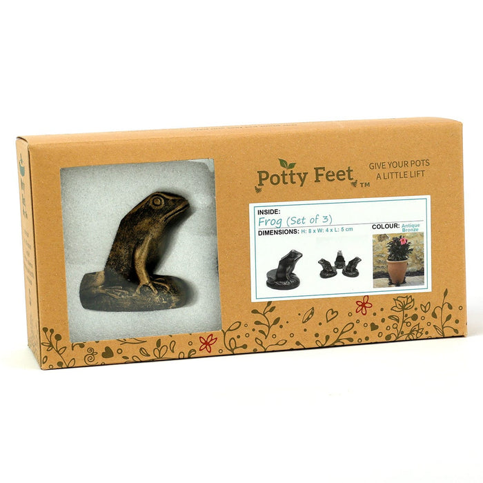 Jardinopia Plant Pot Accessories - Plant Pot Feet - Bronze Frog