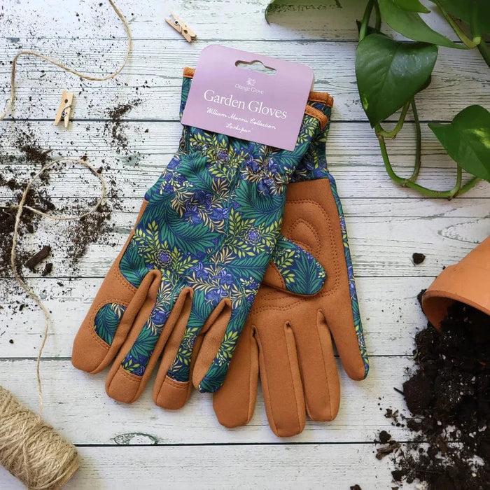 Orange Grove Gardening Gloves - William Morris Larkspur Gardening Gloves