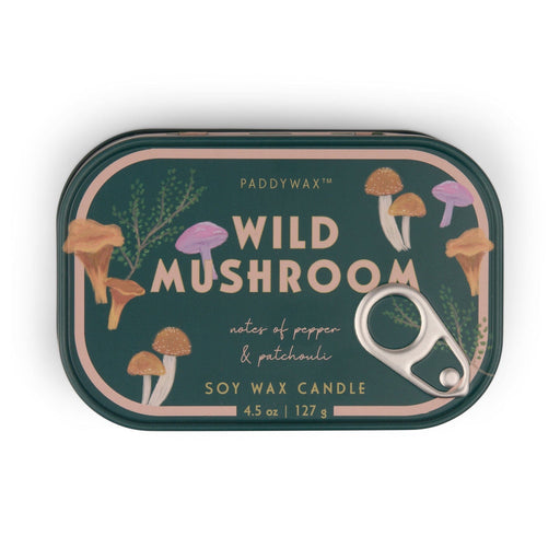 Paddywax Indoor Decor - Mushroom Printed Tin Candle - Wild Mushroom