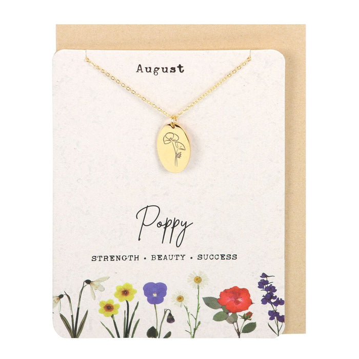 Something Different Jewellery - August Birth Flower Necklace and Card