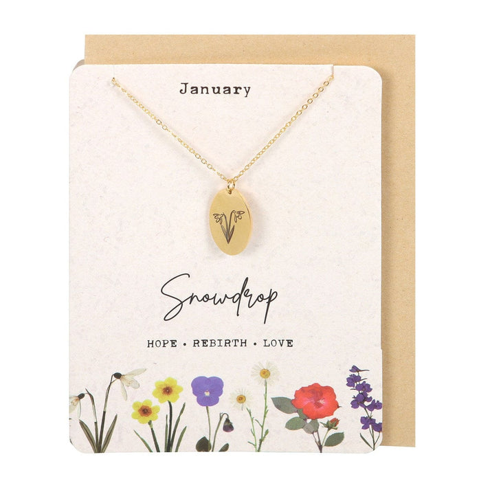 Something Different Jewellery - January Birth Flower Necklace and Card