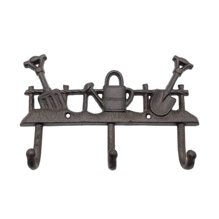 The Satchville Gift company Indoor Decor - Cast Iron Garden Coat Hooks (Three Coat Hooks)