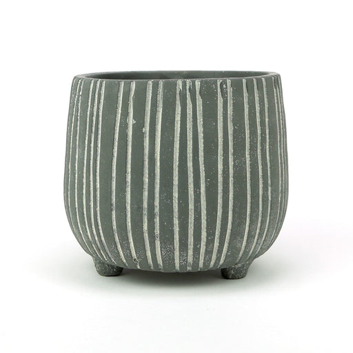 The Satchville Gift company Indoor Plant Pots - Striped Cement Pot