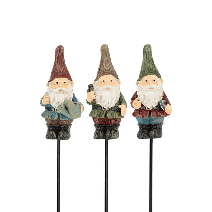 True to Nature Garden Decor - Flowerpot Garden Gnomes on Sticks (Set of 3)