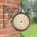 World of Weather Garden Decor - Rustic Station Clock & Thermometer on Hanging Bracket